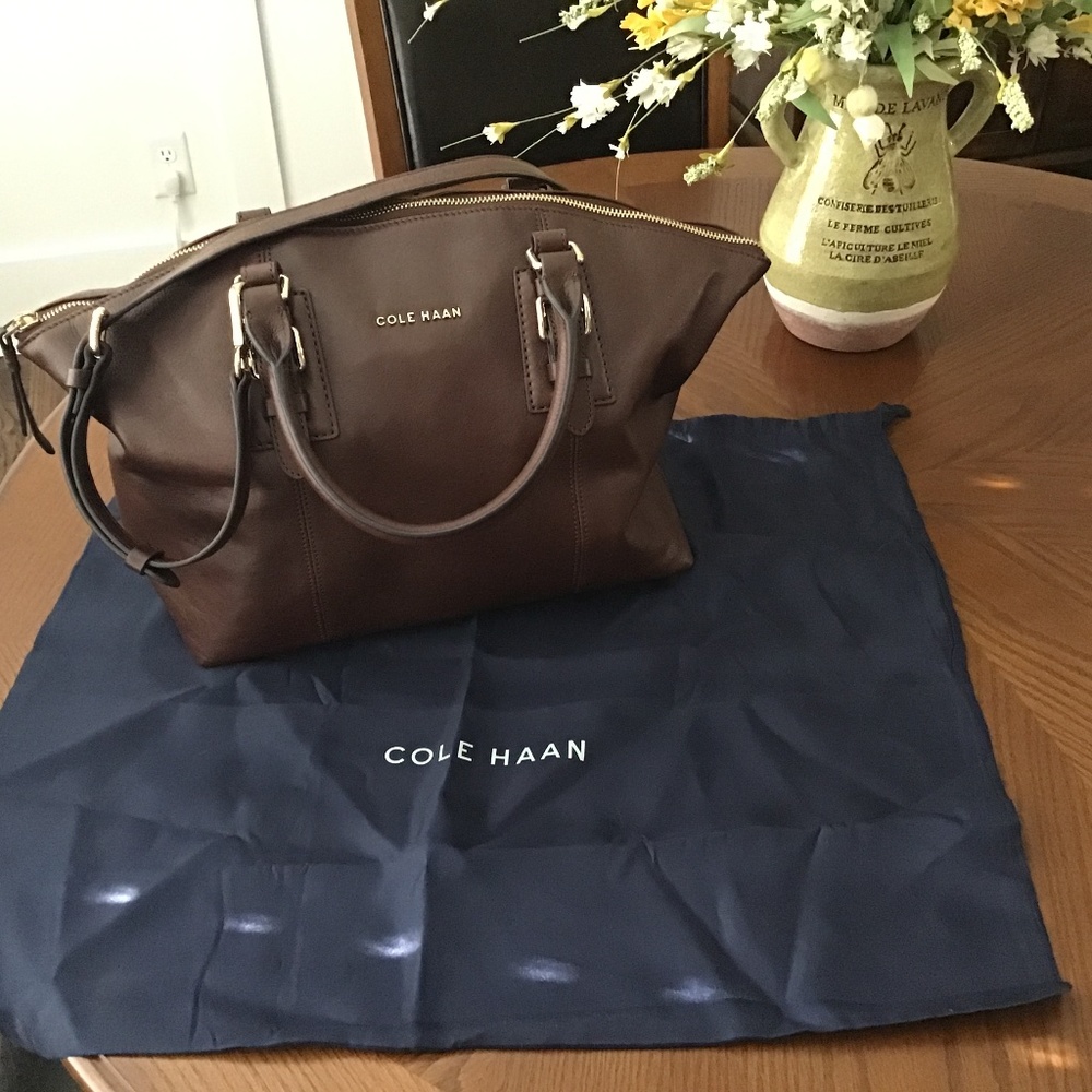 Cole Haan Large Dark Brown Leather Satchel